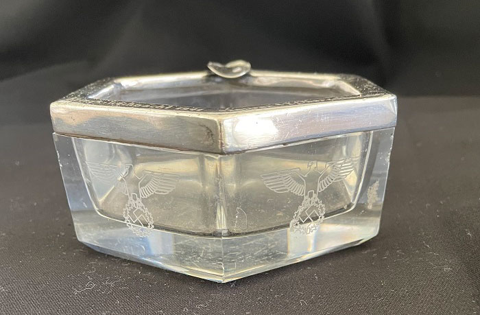 Not an Etched Dress Bayonet, but most certainly a Third Reich collectible, this Third Reich 1941 lead crystal ashtray would be a stand out item in any collection